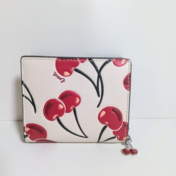 Coach Snap Wallet With Cherry Print CZ519 Chalk Multi - Picture 4 of 11